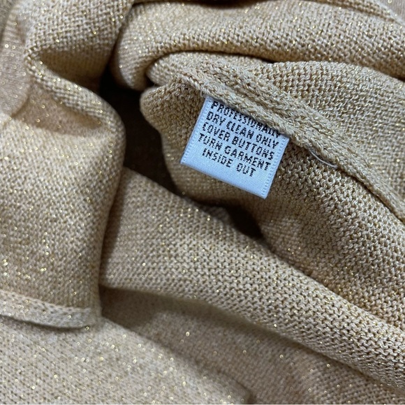 St John Santana Knit Collared Sweater Short Sleeve Gold Metallic - Picture 3 of 7